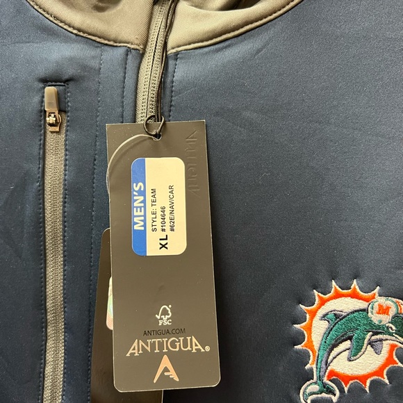 Antiqua Miami Dolphins pullover, navy blue with gray - Picture 2 of 5